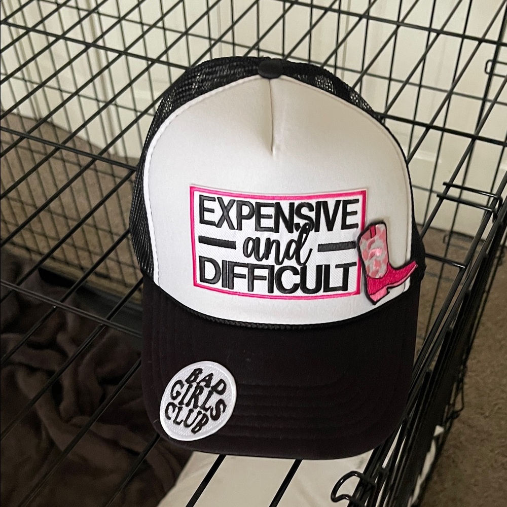 Black and White Trucker Hat with Patches